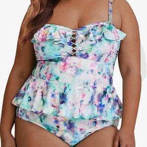 Tutorutor Tie Dye swim top and bottom 3XL